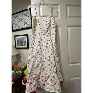 Vintage Rampage Women's Dress Red Floral Straps Size: 7 Retro